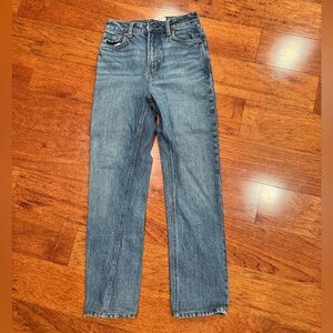 Reformation Liza Ultra High Rise Blue Slim Straight Jeans 25